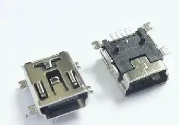  10 adet / grup DIY Yeni 5PF 180 derece Mini USB Dişi Mini USB dişi konnektör Jakları Soket PCB dayanağı SMD bakır