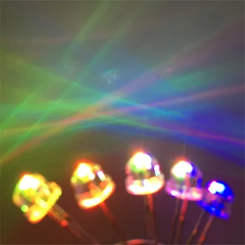  100 adet LED 5mm Hasır şapka RGB Hızlı flaş / Yavaş yanıp Sönen Şeffaf Üç Renkli Kırmızı Yeşil Mavi 20 Ölçekli ışık yayan diyot DIY Kiti