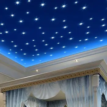  100 Adet Yıldız Ay Floresan Glow duvar çıkartmaları Bebek Odaları Ev Dekorasyon Çocuk Bebek Odası Karanlık Dekor