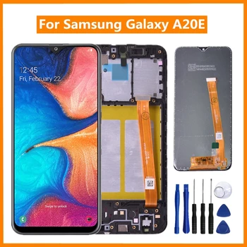  100 % Süper LCD ekran Samsung Galaxy A20e LCD dokunmatik ekranlı sayısallaştırıcı grup SM A202F / DS Çerçeve İle LCD Değiştirme