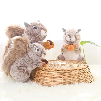  18-28cm Peluş Gerçekçi Sincap Esquilo Oyuncaklar Simüle Hamster Eatting Fındık Bebek Vahşi Hayvan Serisi İçin En İyi Hediyeler Çocuk Çocuklar