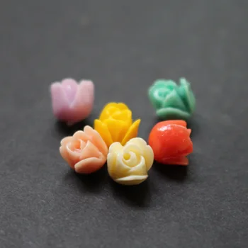  20 adet / grup 7mm Yapay Mercan Laleler Çiçek Boncuk Renk Cabochon Mix renk Moda Boncuk Takı yapımı için DIY aksesuarları