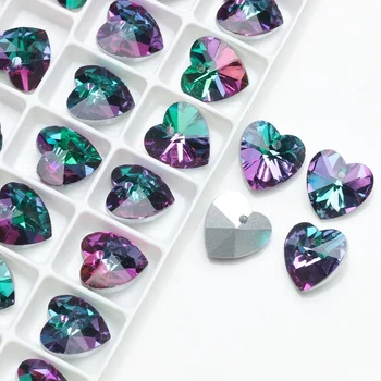  20 adet Renkli Sivri Rhinestone Kalp Cam kolye uçları DIY Sanat Takı Yapımı için Kolye Aksesuarları