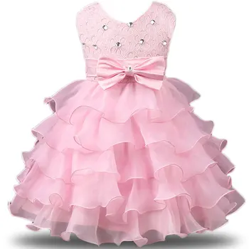  2019 Yeni Marka Kız Elbise Yaz 3-8 Yıl Çiçek Bebek Kız Elbise Vestidos 6 Renkler Düğün Parti Bebek Giysileri
