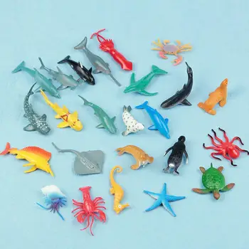  24 adet Deniz Hayvan Modeli Oyuncak Simülasyon Mini Deniz Hayvan Çocuklar Köpekbalığı Yengeç Oyuncak Okyanus Yunus El-boyalı Eğitici Oyuncaklar Tu I3E5