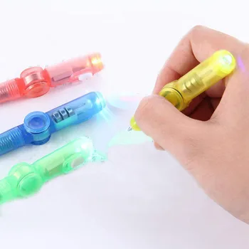  2in1 LED renkli ışık iplik kalem haddeleme kalem tükenmez kalem öğrenme ofis malzemeleri rastgele renk