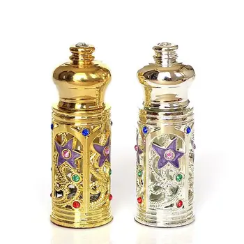  3 ml Vintage Metal Parfüm Şişesi Arap Tarzı Uçucu Yağlar Damlalık Şişe Konteyner Orta Doğu Düğün Dekorasyon Hediye