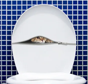  3d canlı Sevimli Kedi fermuar duvar çıkartmaları ev dekor oturma odası banyo tuvalet buzdolabı hayvan duvar çıkartmaları posteri sanat