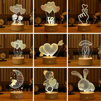  3D Gece Lambası Masaüstü Gece Lambası Erkek ve Kız Tatil sevgililer Günü Hediyesi Düğün Dekoratif Yatak Odası Başucu Masa Lambası
