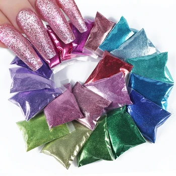  50 G / torba 0.2 mm Renk tırnak pigment tozu Sparkly Glitter Sequins Toz Tırnak UV Lehçe Manikür Tasarım Dekorasyon Aksesuarları