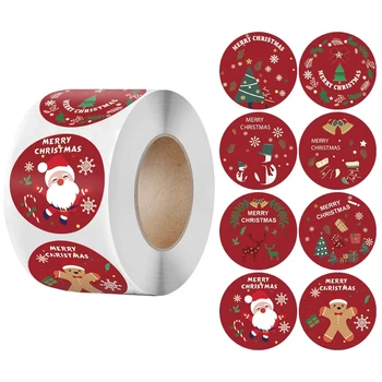  500 adet Merry Christmas Çıkartmalar Noel Tema Mühür Etiketleri Çıkartmalar DIY Hediye Pişirme Paketi Zarf Kırtasiye Dekor