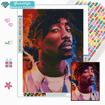  5D DIY Elmas Boyama Tupac Shakur Hip Hop Pop Şarkıcı 2Pac Mozaik Nakış Sanat Kristal Çapraz Dikiş Rhinestones Ev dekor