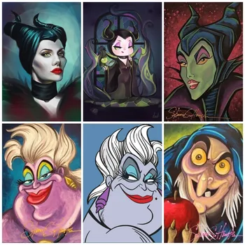  5D Dıy Elmas Boyama Disney Kötü Kötü Cadı Ursula Maleficent Cruella Elmas Nakış Çapraz Dikiş Ev Dekor Hediyeler