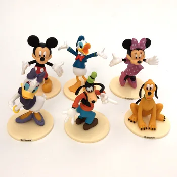  6 Adet / takım Disney Mickey Mouse Rakamlar Oyuncaklar PVC Eylem Modeli Anime Dekorasyon Oyuncak Koleksiyon Doll Çocuk Doğum Günü Presen