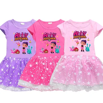  Abby Hatcher Toddler Kız yaz giysileri 2021 Elbise Kızlar için Diz Boyu Elbiseler Kızlar için 6 ve 7 Yaşında Büyük Kız Elbise