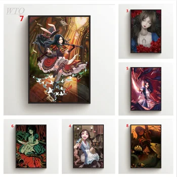  Alice Madness Döner Anime Posterler Duvar Posteri Tuval Boyama Duvar dekor posterleri Duvar sanat resmi Odası Dekorasyon Ev Dekor
