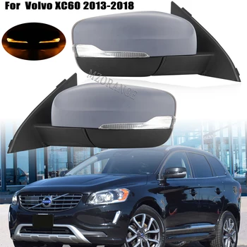  Araba Yolcu Kapı Kanat Ayna Gösterge ışığı Volvo XC60 2013-2018 6 Teller dikiz aynası Kapağı Araba Aksesuarları