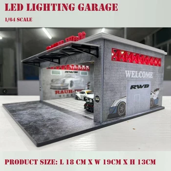  Araç Teşhir İstasyonu için Diorama 1/64 LED Aydınlatma Garajı RWB Kaplama sabitlemesini birleştirin