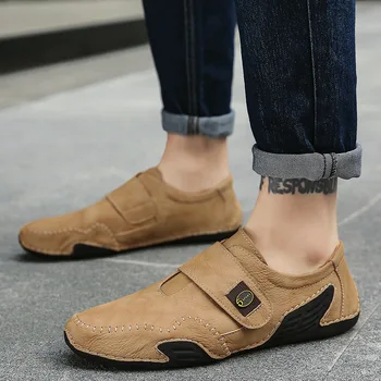  Artı Boyutu 48 Klasik Kahverengi erkek deri ayakkabı Loafer'lar Rahat No - Dantel Rahat düz ayakkabı Erkekler için sosyal ayakkabı mokasen homme