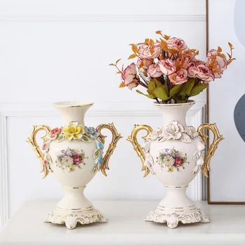  Avrupa Büyük Boy Vazolar Çiçekler Ev Dekor Zanaat Süsler Lüks Seramik Vazo Oturma odası masası Dekorasyon Düğün Hediyesi