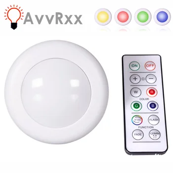  AvvRxx LED dolap ışığı RGB Puck ışıkları uzaktan kumanda kısılabilir raf altında mutfak sayacı aydınlatma dekorasyon gece lambaları
