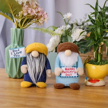  Babalar Günü Bebek Masaüstü Dekorasyon Sevimli Gnome Peluş Dekorasyon Elf Ev Dekor Tatil Hediyeler için Doğum Günü Aile Partisi 2022 Yeni