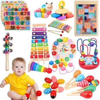  Bebek Montessori Eğitim Ahşap Oyuncaklar Yüksek Kaliteli Geliştirme Oyunları Çocuk Gökkuşağı Ahşap yap-boz Çocuk Erken öğretici oyuncaklar Hediye