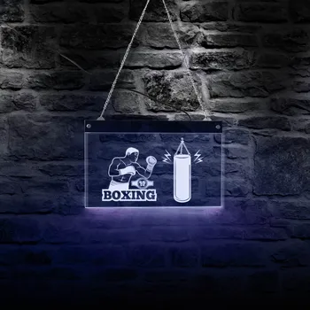  Boks Dövüş Sporları led duvar Asılı İşareti Spor Duvar Sanatı Boxer Eldiven Ev Dekorasyon Fighter Portre boks torbası Gece Lambası