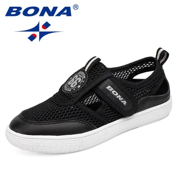  BONA 2022 Yeni Tasarımcılar Popüler ışık Sneakers Çocuk Lüks Marka Örgü Nefes Ayakkabı Çocuklar kaymaz rahat ayakkabılar Çocuk Yumuşak