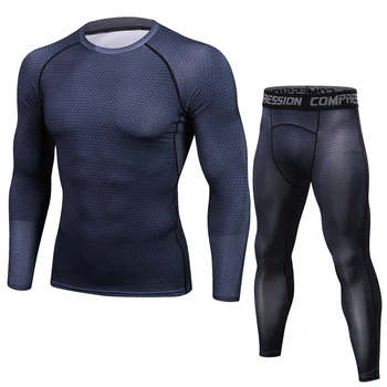  Erkek T shirt Pantolon Seti 2 Parça erkek Spor Sıkıştırma Takım Elbise Joggers Spor Taban Katmanı Gömlek Tayt Rashguard Giysileri