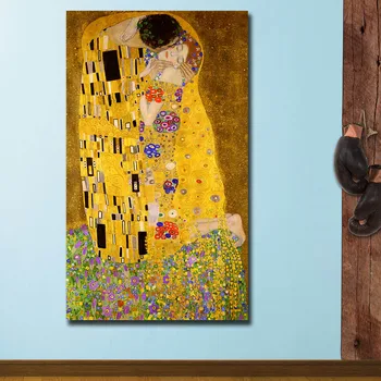  Ev Dekor Tuval Duvar Sanatı Öpücük Gustav_Klimt Yağlıboya Tuval Baskı Duvar Resimleri için Oturma Odası Posterler Çerçevesiz