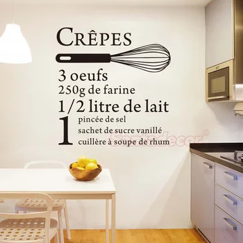  Fransız Mutfağı Tarifi Krep Vinil Duvar Sticker Duvar Çıkartmaları Duvar Kağıdı Duvar Dekor Posteri Mutfak Ev Dekor seramik karo