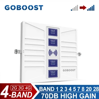  GOBOOST 4 Bant Hücresel Amplifikatör 70dB 2G 3G 4G Sinyal Güçlendirici GSM 900 1800 2100 1900 1700 LTE 700 800 2600 MHz Ağ Tekrarlayıcı
