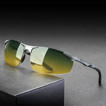  Güneş gözlüğü Alüminyum Polarize UV400 Lens Gündüz Gece Sürücü güneş gözlüğü Erkek Spor Açık Erkekler İçin Gözlük Aksesuarları V8179