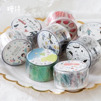  Harika Dünya Çilek Kelebek Dekoratif Yapışkan Bant PET Washi Bant DIY Scrapbooking yapışkan etiket japon kırtasiye
