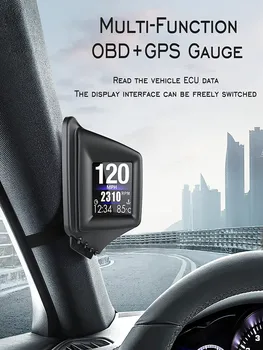  HUD OBD2 + GPS On-kart bilgisayar Head up Display Araba takometre Turbo Yağ Basınçlı Su Sıcaklığı GPS Hız Göstergesi Araba Aksesuarları