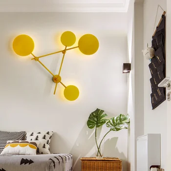  Iskandinav oturma odası duvar lambası modern minimalist yaratıcı kişilik yuvarlak sıcak yatak odası duvar lambası