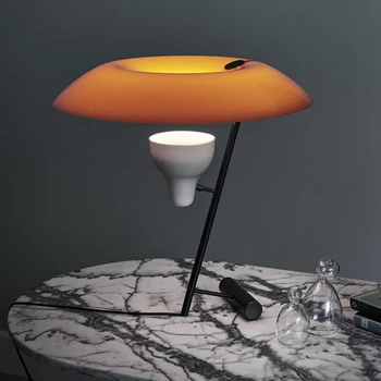  Italyan Tasarımcı masa lambaları Turuncu / Gri / Mavi Abajur Demir Sanat Dekoratif masa lambası Oturma Odası komidin Lamba Neon