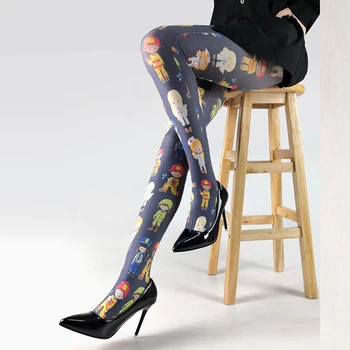  Japon Tasarımcı Çorap Kadın Baskı Tayt Vintage Harajuku Külotlu Kadın Fantezi Çorap Medias Çorap Medias De Mujer