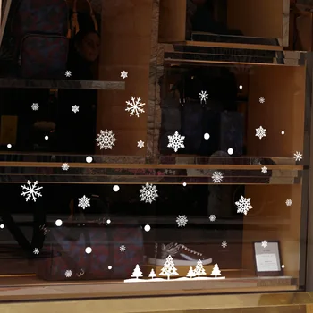  Kar tanesi Noel Ağacı Elektrostatik Sticker pencere camı Noel duvar çıkartmaları Ev Çıkartmaları Dekorasyon Yeni Yıl Duvar Kağıdı