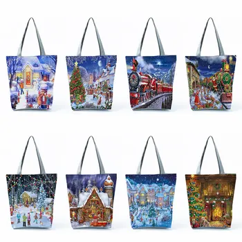  Katlanabilir Taşınabilir Yüksek Kapasiteli Özelleştirilebilir Çanta 2022 Yeni Noel Alışveriş Çantası kadın askılı omuz çantaları Noel Arifesi hediye çantası