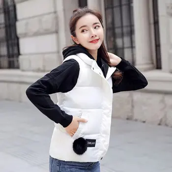  Kore Moda kadın Ceket Sonbahar Kış Kolsuz Ceket Fermuar Cepler Beyaz Yelekler Kadınlar İçin койтаченская Sıcak Yelek