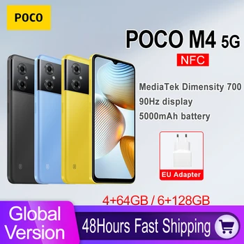  Küresel Sürüm Xiaomi POCO M4 5G Smartphone NFC 64GB / 128GB Boyut 700 Octa Çekirdek 90Hz 6.58 