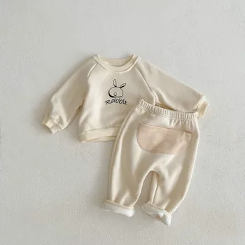  Lawadka 3-36 M Kış Kalın Bebek Kız Erkek Giysileri Setleri Pamuk Baskı Eşofman Kazaklar Tops + Pantolon 2 ADET Setleri Moda Giyim