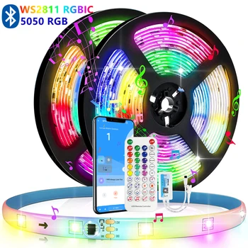  LED Şerit RGBIC Dreamcolor 5050 RGB WS2811 Su Geçirmez Fita Luces 15 M 20 M 30 M Bluetooth Uzaktan ControlDigital Programlanabilir Rainb
