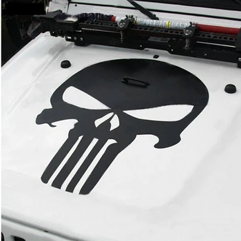 Mat Siyah Beyaz Evil Kafatası Kemik Hood Sticker Vinil Çıkartması için Jeep Wrangler Sınırsız JK JL Pusula Cherokee Patriot Renegade
