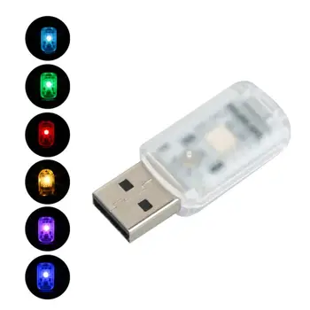  Mini USB gece lambası LED araba ışık renkli oto iç atmosfer dekoratif lamba acil aydınlatma PC mobil güç ışığı