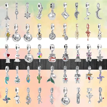  Moda Unicorn Fırıldak Kulesi Kar Tanesi Kolye Boncuk Fit Orijinal Pandora Takılar Gümüş Renk Bilezik DIY Kadınlar Takı
