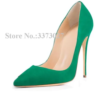 Moda Yeşil Stiletto Topuk Pompaları Seksi 8 cm/10 cm / 12 cm Topuk Yüksekliği Kadın tek ayakkabı kadın elbisesi Yüksek Topuklu Ziyafet Ayakkabı