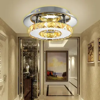  Modern LED Kristal tavan lambası fikstürü Krom 8 inç 3 Renk Lamba Yüzey Montaj Avize Mutfak Yemek Odası Koridor Yatak Odası